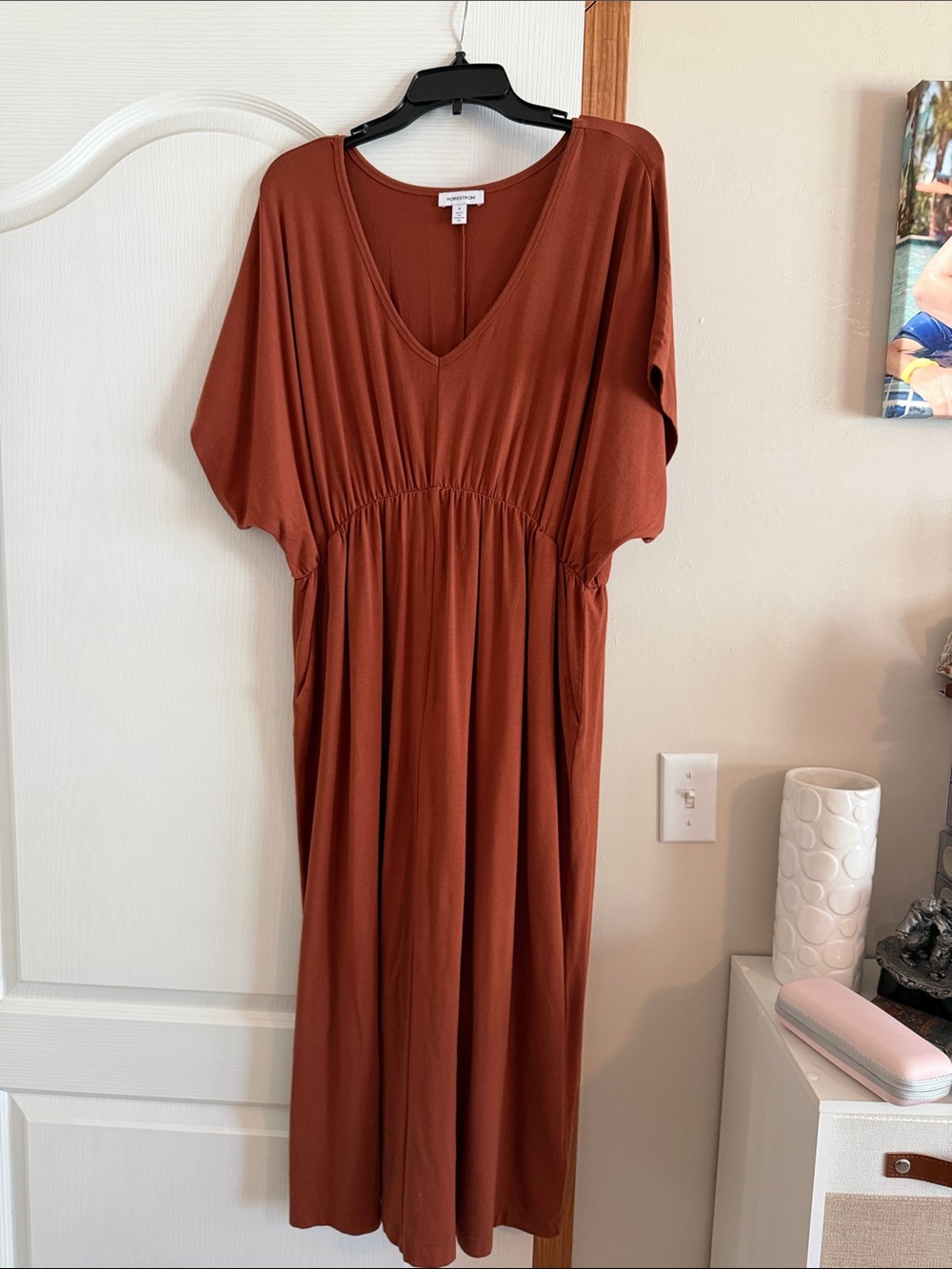 Nordstrom Rust Maxi Dress with V-Neck